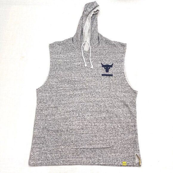 Under Armour Project Rock Men’s Sleeveless Terry Onyx Brahma Hoodie Size Medium - Picture 1 of 5